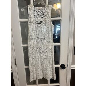 Johnny Was 4 Love And Liberty White Cotton Crochet Lace Sleeveless Midi Dress M